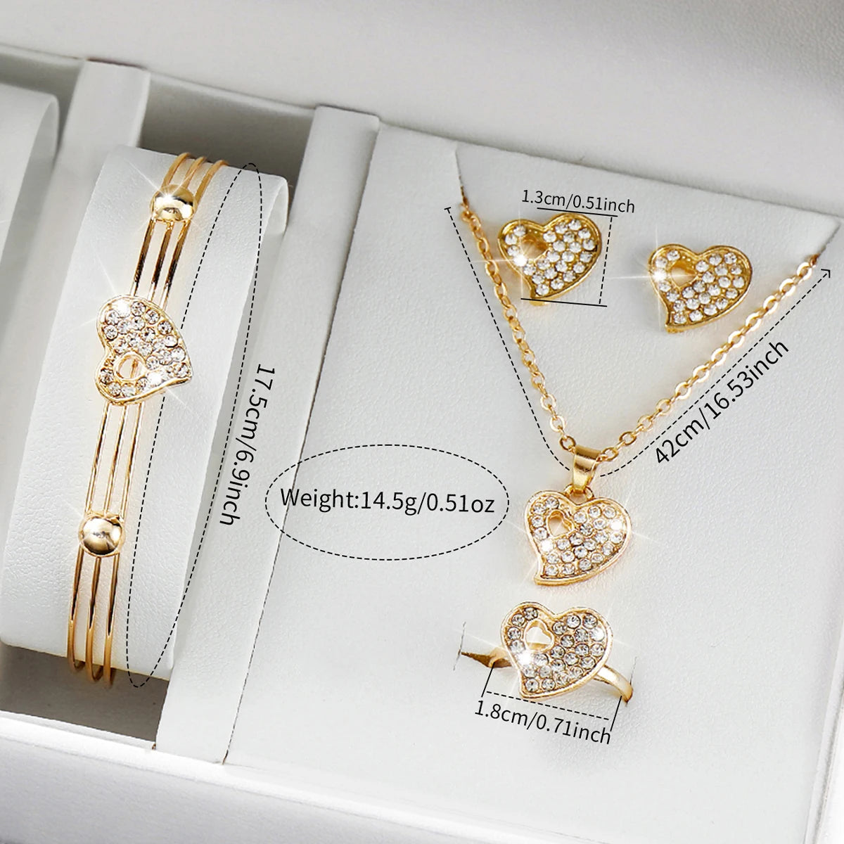 Women's Watch & Heart Jewelry Set (6pcs)