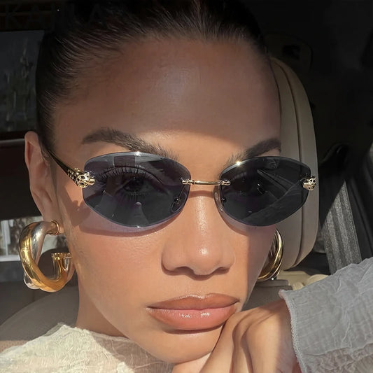 Rimless Hexagon Punk Sunglasses for Women