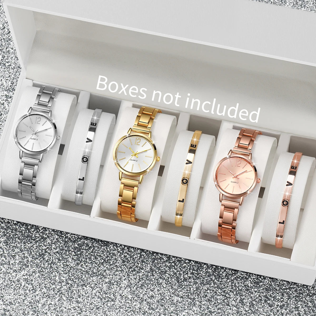 Women's Watch & Diamond Bracelet Set (6pcs)