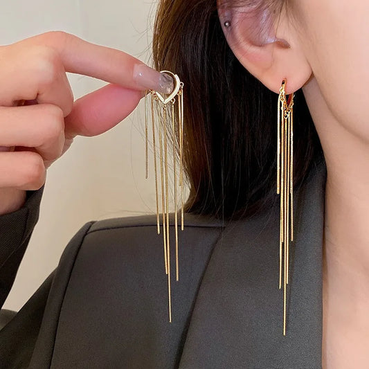 Korean Chain Tassel Earrings