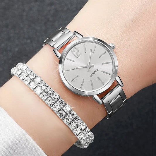 Women's Watch & Diamond Bracelet Set (6pcs)