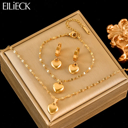 EILIECK 18K Gold Heart Jewelry Set