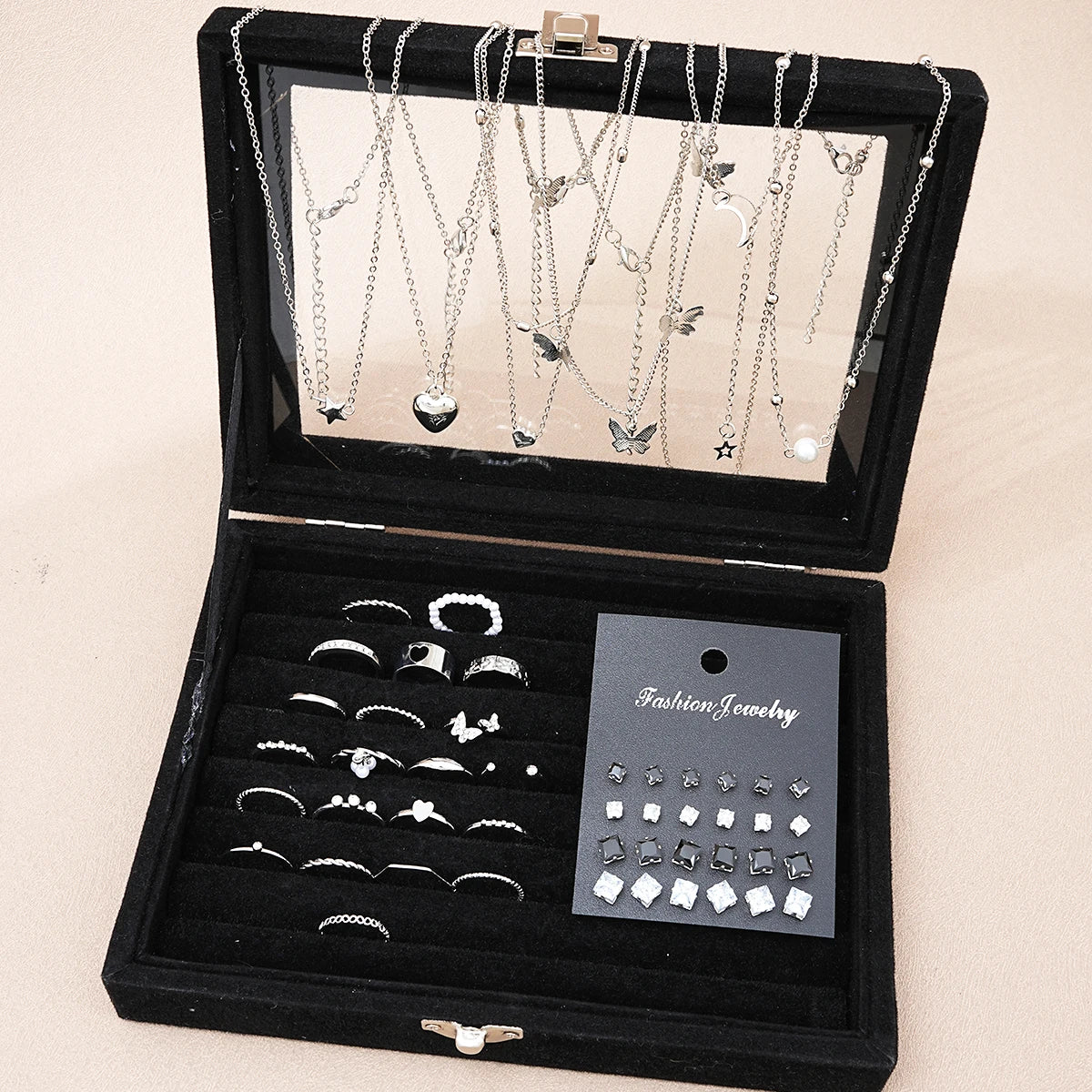 51 Pcs Silver Butterfly Jewelry Set