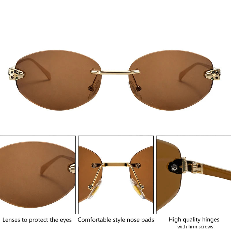 Rimless Hexagon Punk Sunglasses for Women