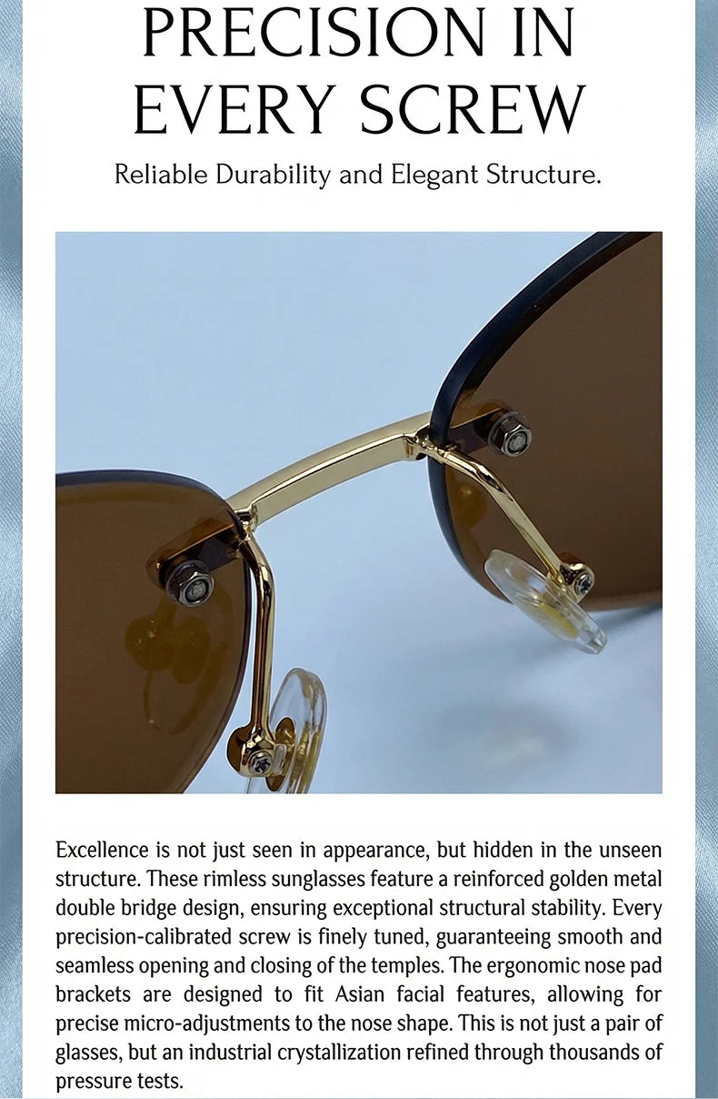 Vintage Hexagon Rimless Sunglasses for Women
