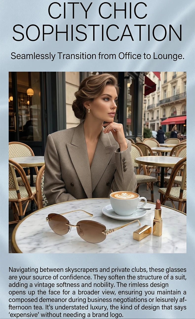 Vintage Hexagon Rimless Sunglasses for Women