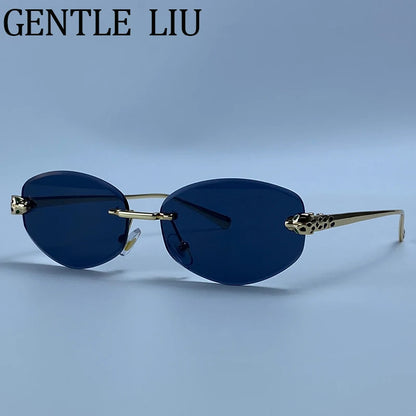 Vintage Hexagon Rimless Sunglasses for Women