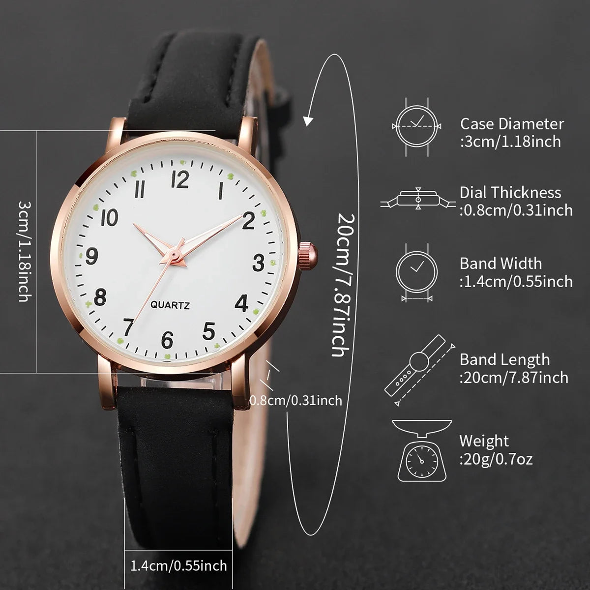 Arabic Dial Women Watch & Bracelet Set