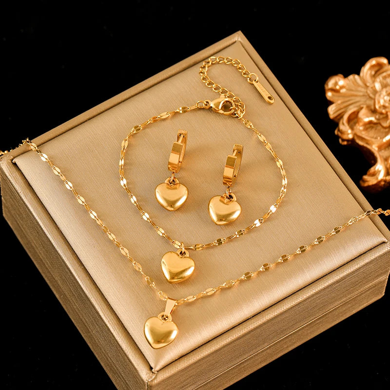 EILIECK 18K Gold Heart Jewelry Set
