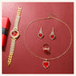 Golden Luxury Watch & Jewelry Set