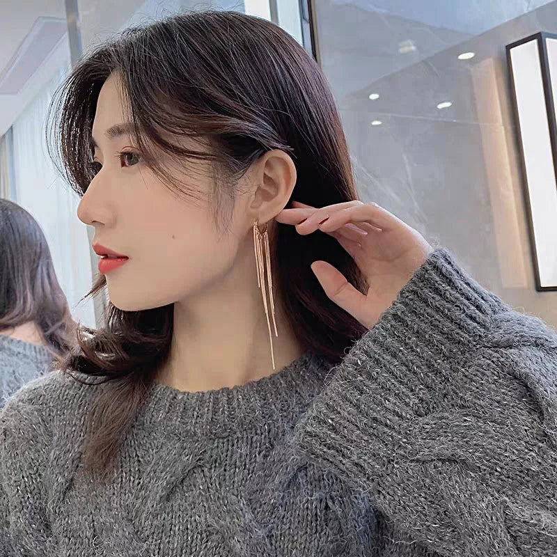Korean Chain Tassel Earrings