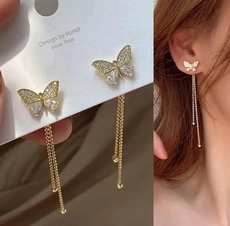 Korean Chain Tassel Earrings