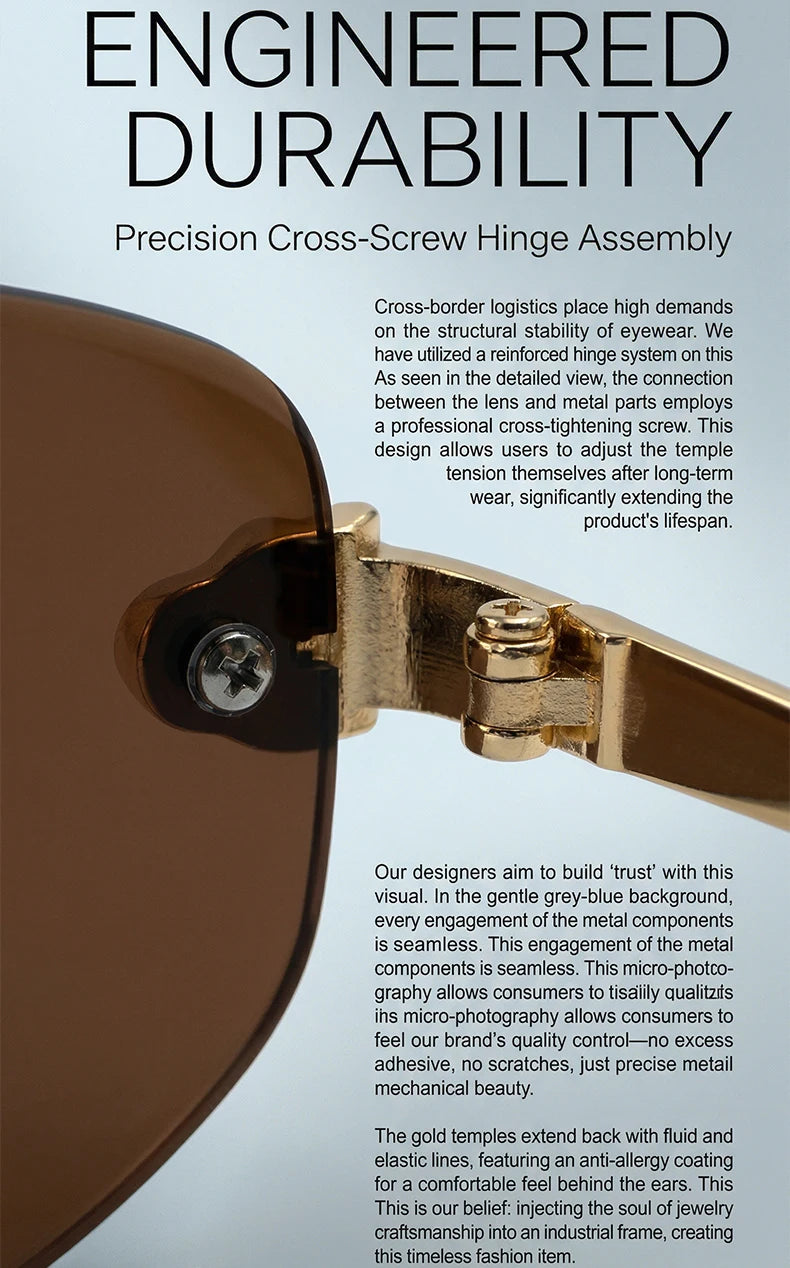 Vintage Hexagon Rimless Sunglasses for Women