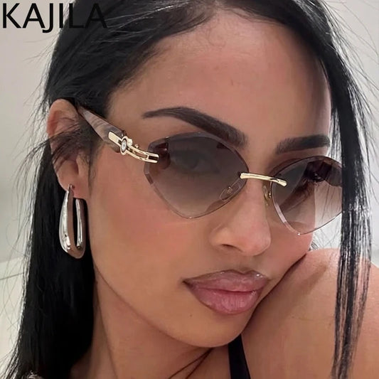 Hexagon Rimless Sunglasses for Women
