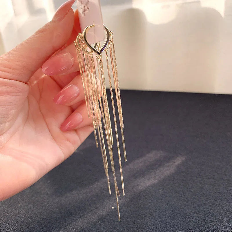 Korean Chain Tassel Earrings