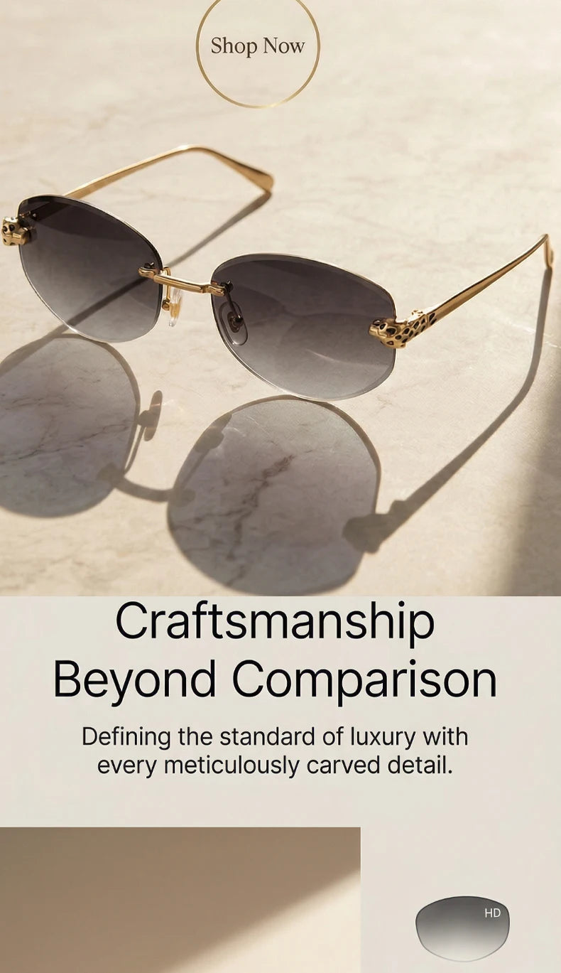 Rimless Hexagon Punk Sunglasses for Women