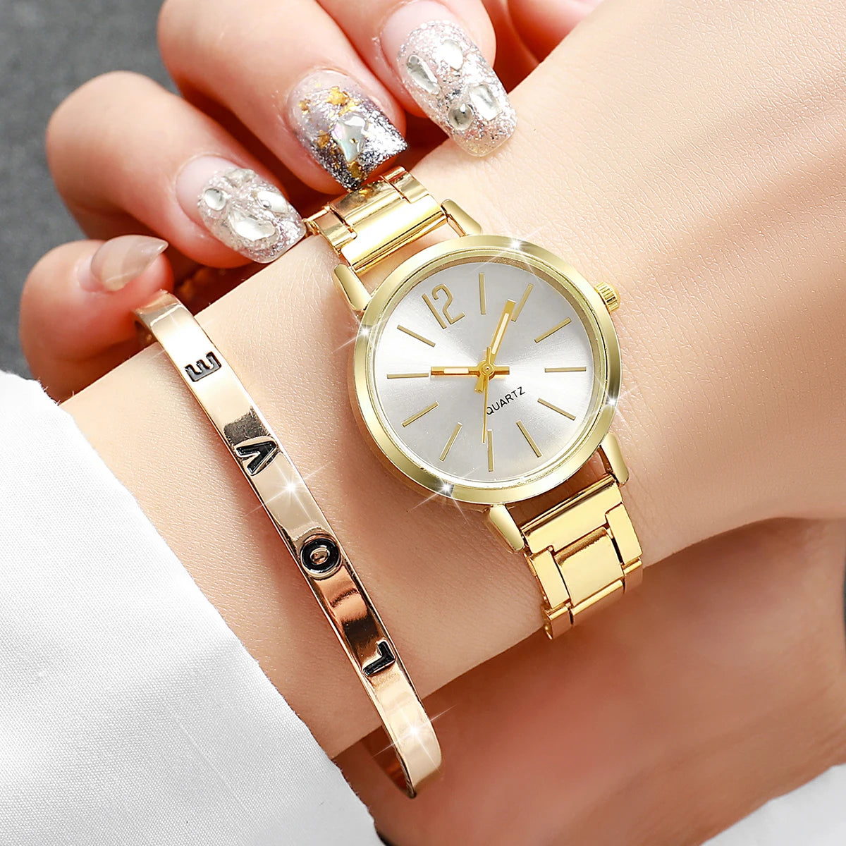 Women's Watch & Diamond Bracelet Set (6pcs)