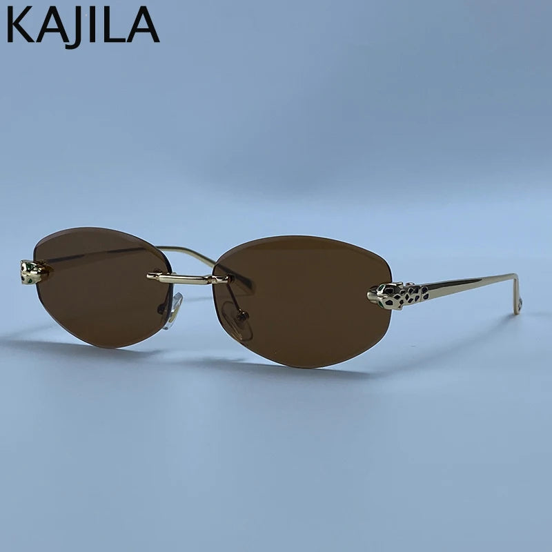 Rimless Hexagon Punk Sunglasses for Women