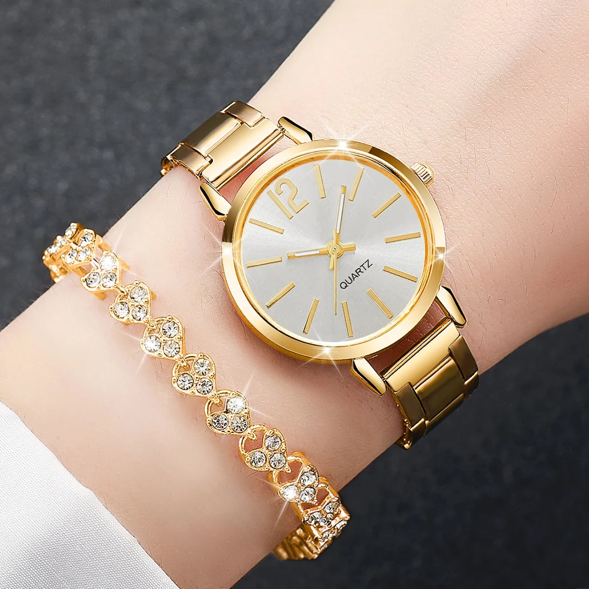 Women's Watch & Diamond Bracelet Set (6pcs)