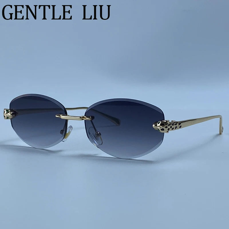 Vintage Hexagon Rimless Sunglasses for Women