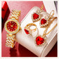 Golden Luxury Watch & Jewelry Set