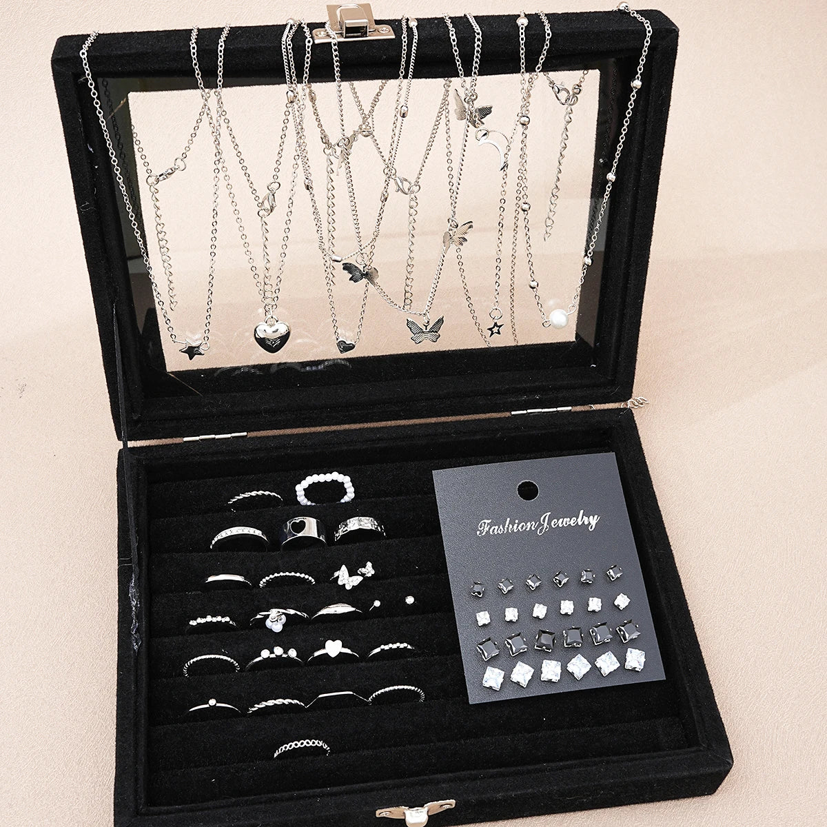 51 Pcs Silver Butterfly Jewelry Set