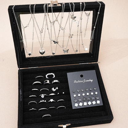 51 Pcs Silver Butterfly Jewelry Set