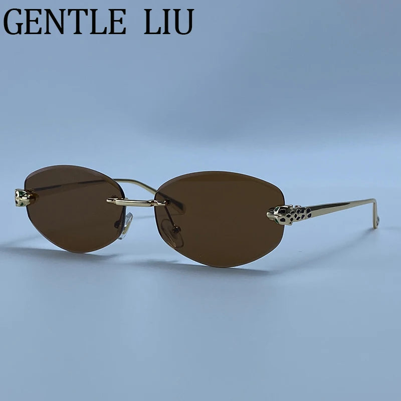 Vintage Hexagon Rimless Sunglasses for Women