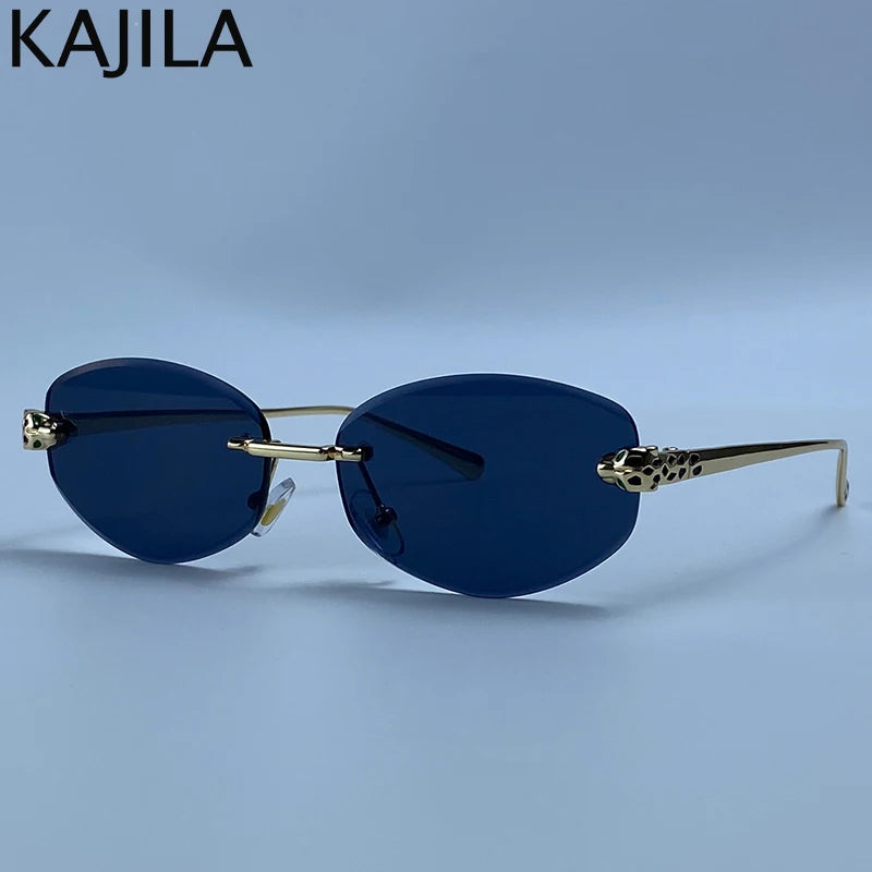Rimless Hexagon Punk Sunglasses for Women