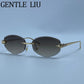 Vintage Hexagon Rimless Sunglasses for Women