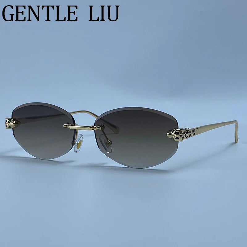 Vintage Hexagon Rimless Sunglasses for Women