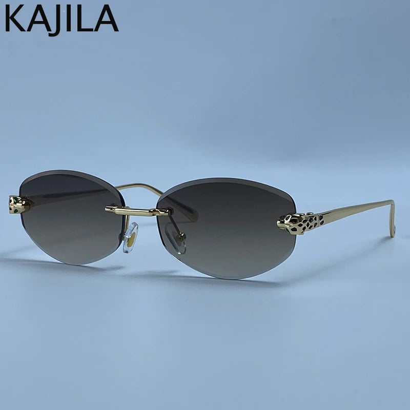 Rimless Hexagon Punk Sunglasses for Women