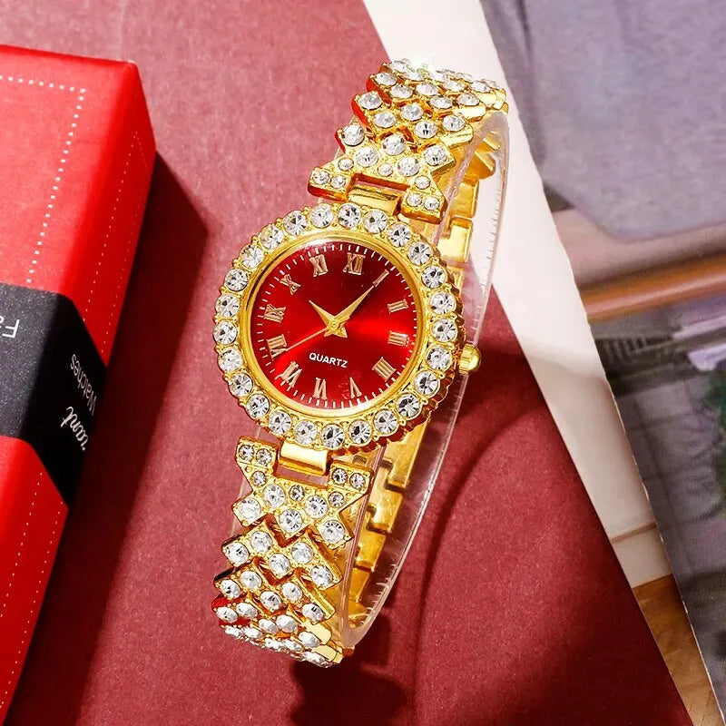 Golden Luxury Watch & Jewelry Set