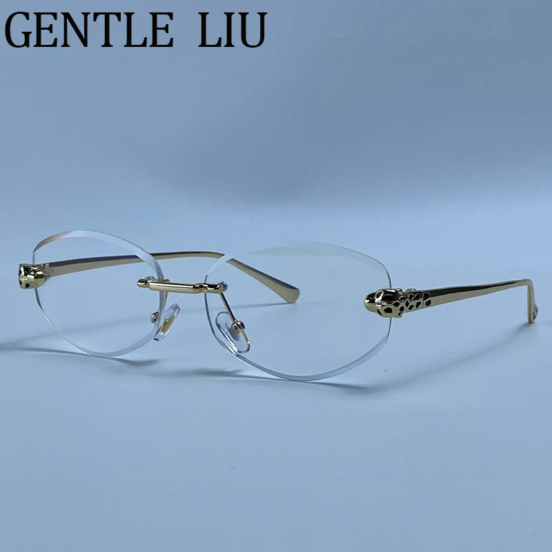 Vintage Hexagon Rimless Sunglasses for Women