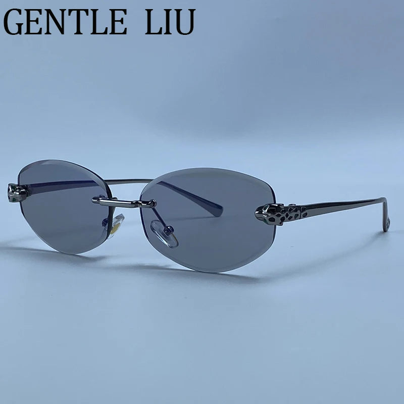 Vintage Hexagon Rimless Sunglasses for Women