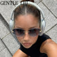 Vintage Hexagon Rimless Sunglasses for Women