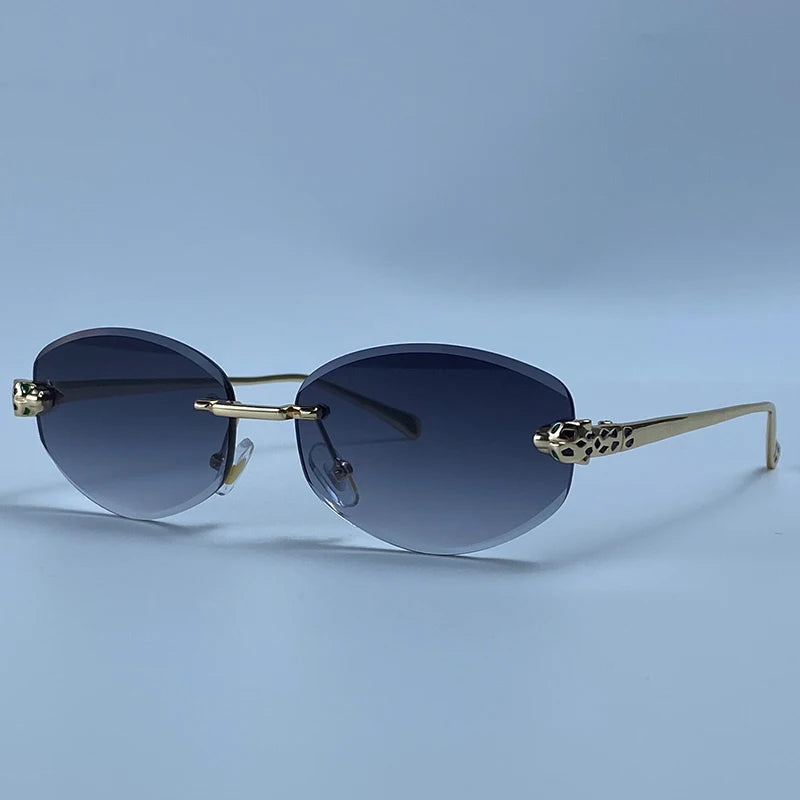 Vintage Hexagon Rimless Sunglasses for Women