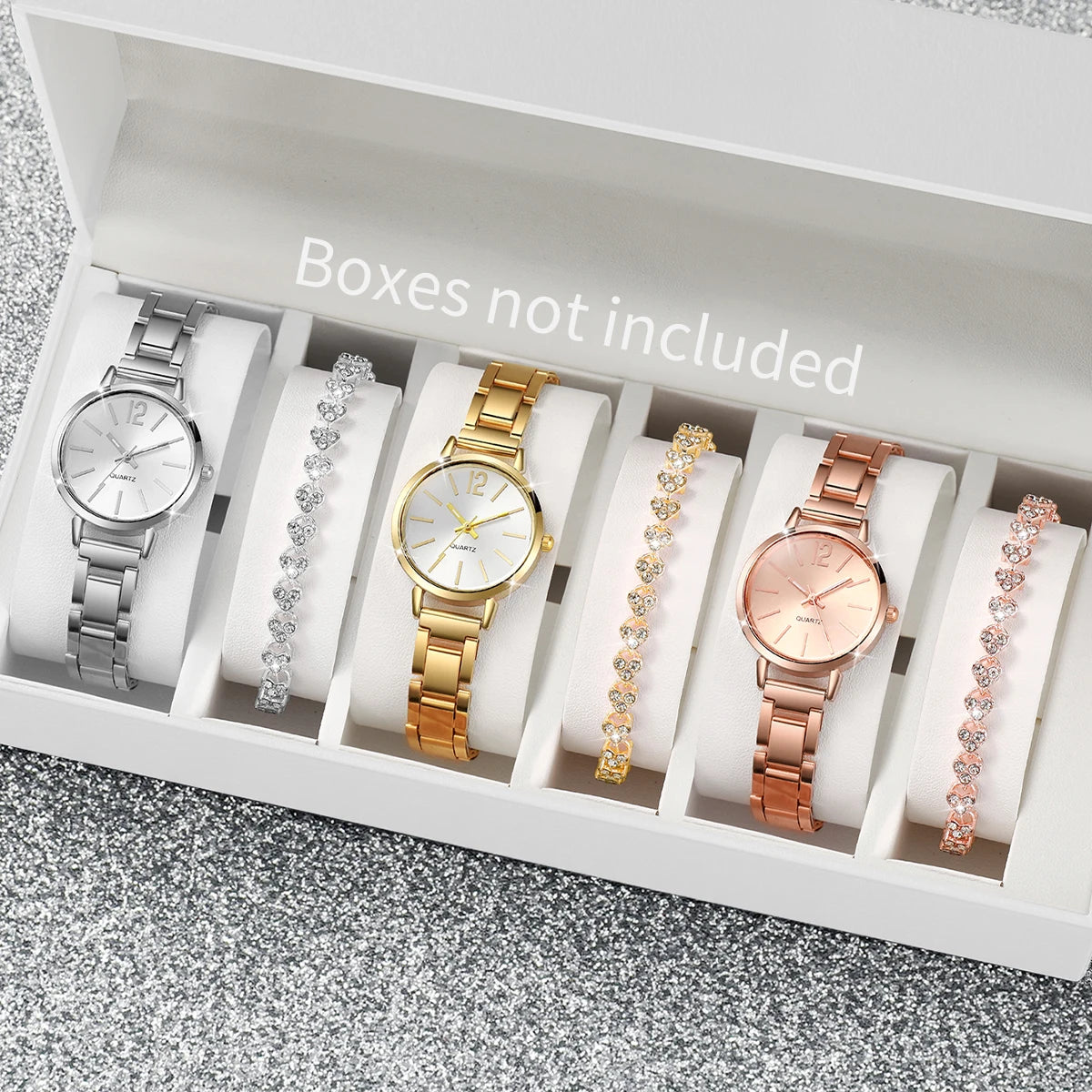 Women's Watch & Diamond Bracelet Set (6pcs)