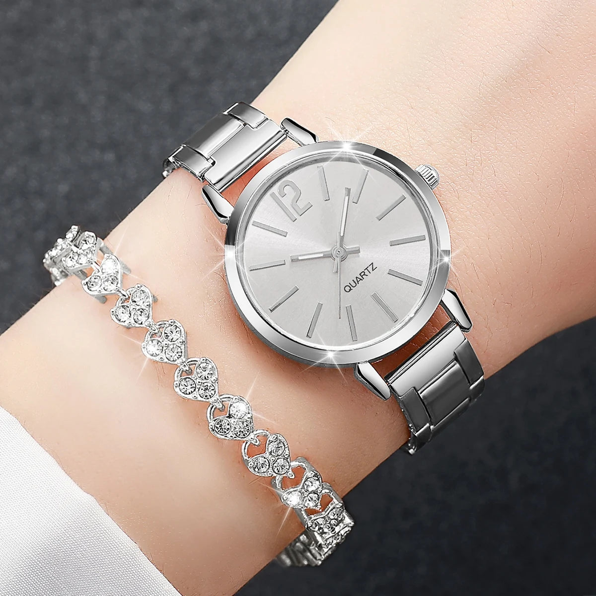 Women's Watch & Diamond Bracelet Set (6pcs)