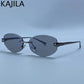 Rimless Hexagon Punk Sunglasses for Women