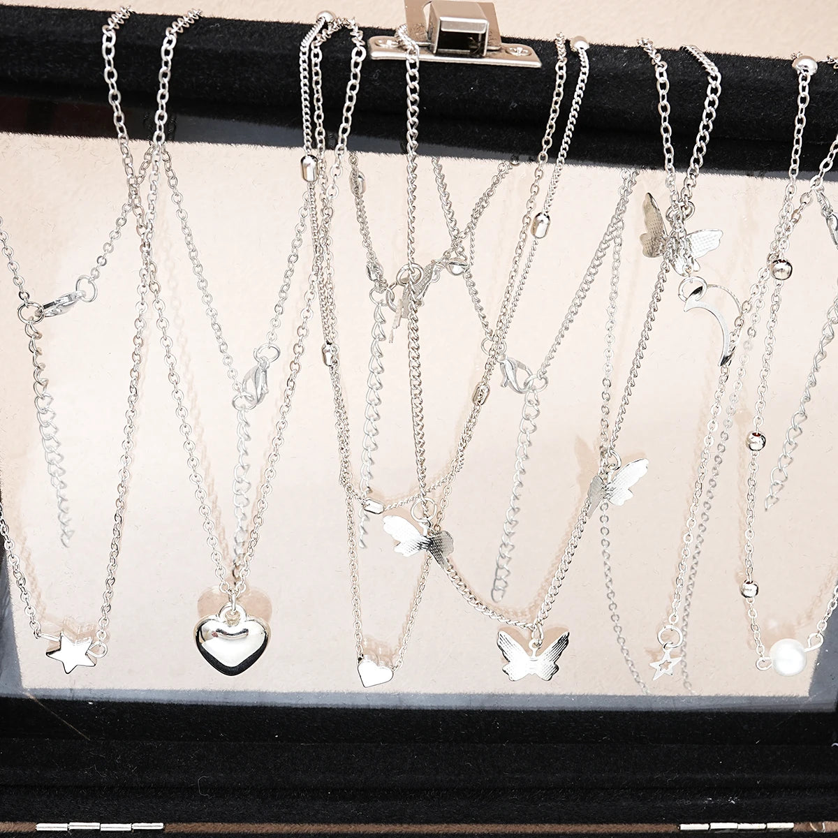 51 Pcs Silver Butterfly Jewelry Set