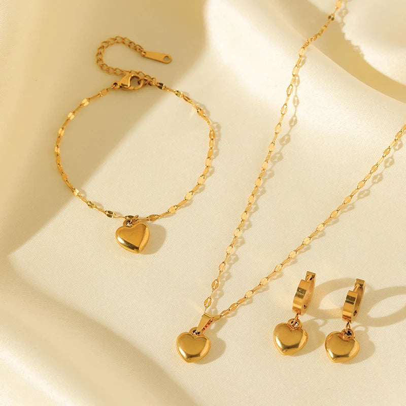 EILIECK 18K Gold Heart Jewelry Set