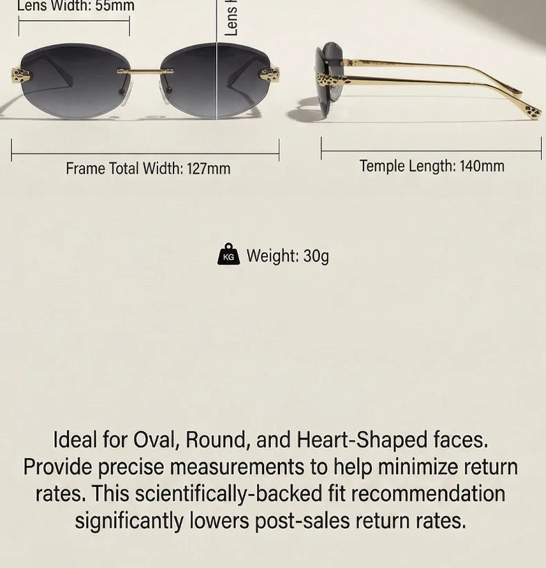 Rimless Hexagon Punk Sunglasses for Women