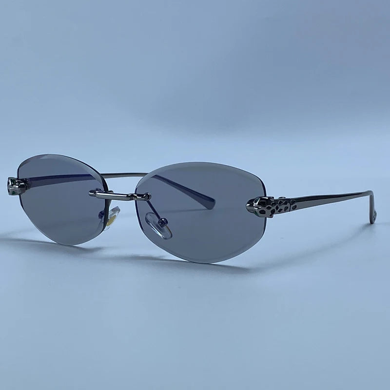 Rimless Hexagon Punk Sunglasses for Women