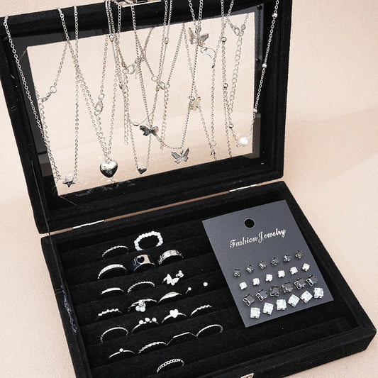 51 Pcs Silver Butterfly Jewelry Set