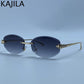Rimless Hexagon Punk Sunglasses for Women