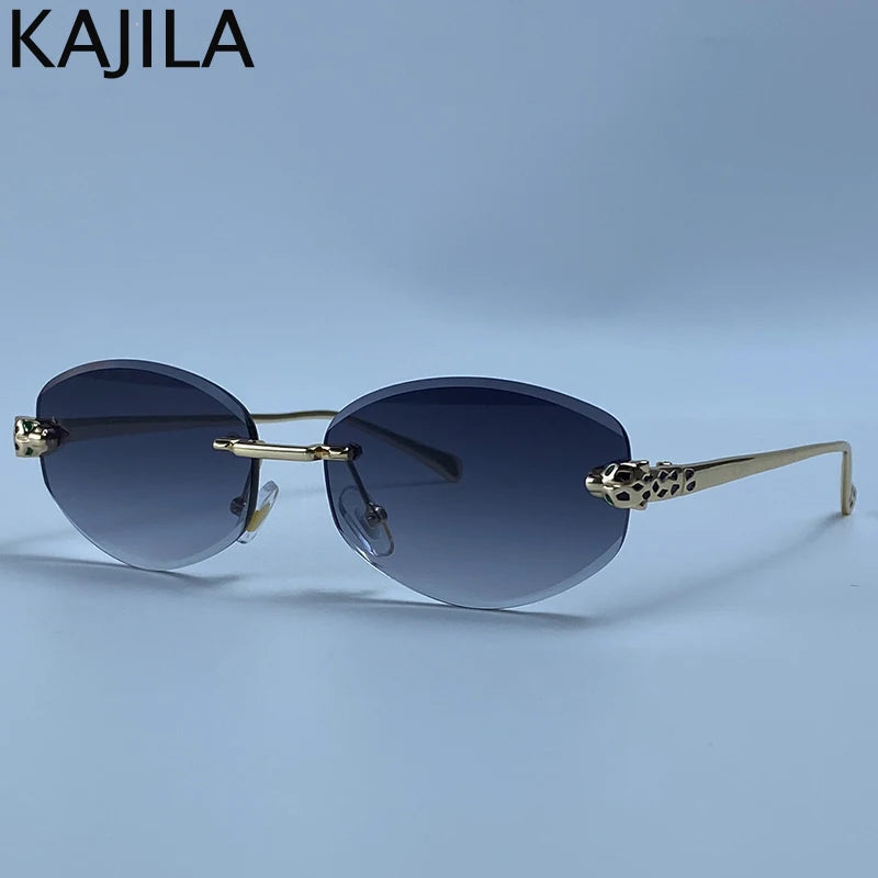 Rimless Hexagon Punk Sunglasses for Women