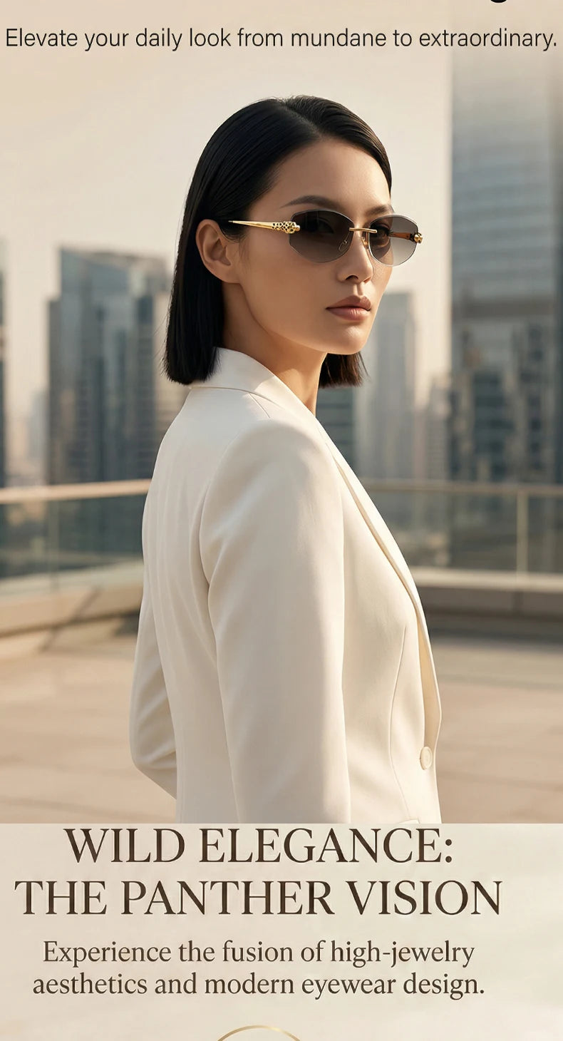 Rimless Hexagon Punk Sunglasses for Women