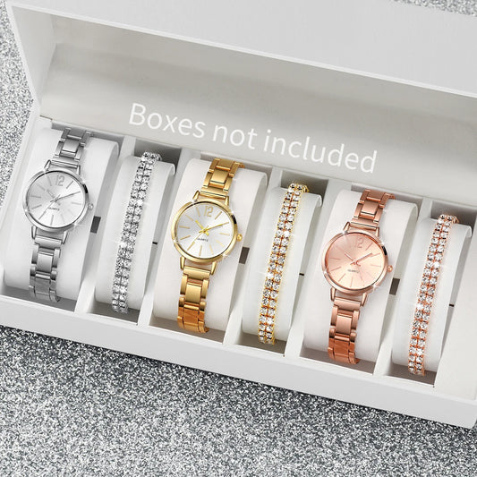 Women's Watch & Diamond Bracelet Set (6pcs)