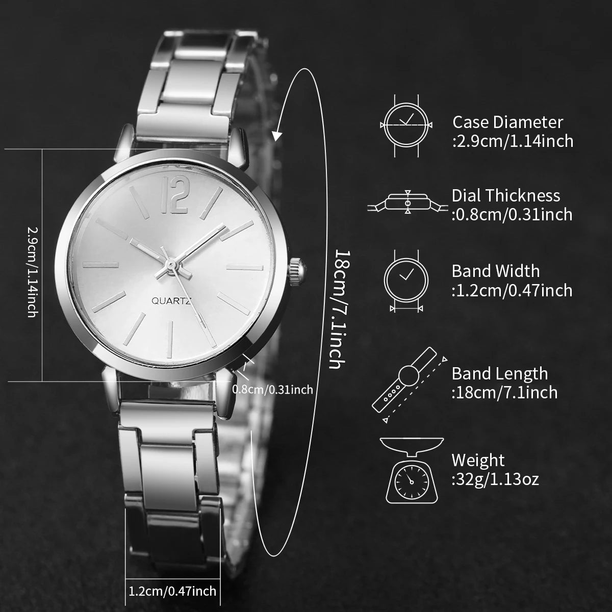 Women's Watch & Diamond Bracelet Set (6pcs)